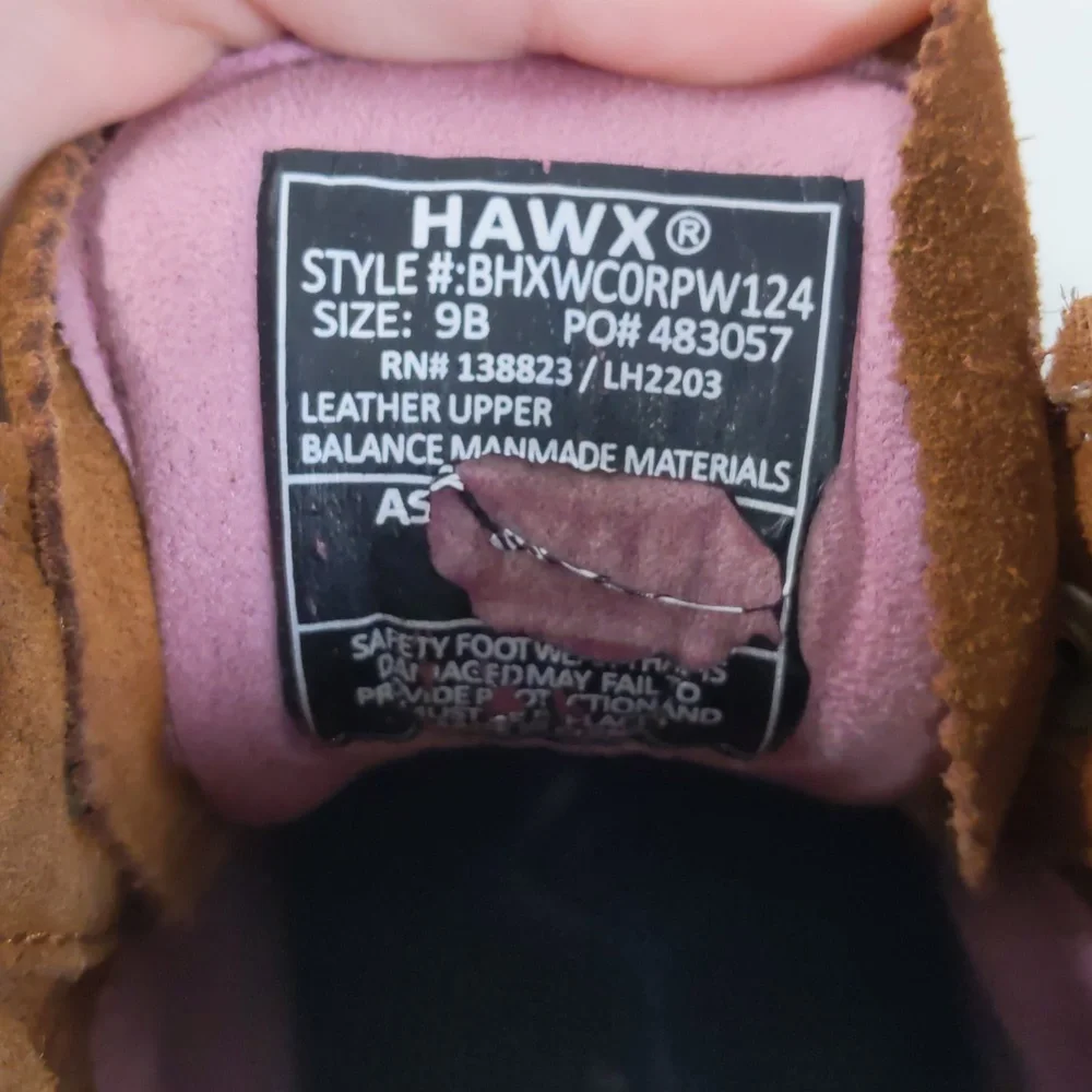 Hawx Men's‎ Leather Size 9B Brown Steel Toed Work Boots GUC